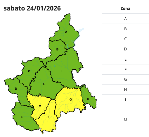 Allerta gialla per neve su Cuneese e valli Tanaro, Belbo e Bormida Allerta gialla per neve su Cuneese e valli Tanaro, Belbo e Bormida