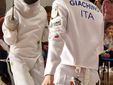Samuele Giachino in gara nella spada maschile categoria Maschietti