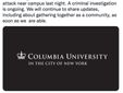 Il tweet pubblicato sulla pagina della Columbia University Il tweet pubblicato sulla pagina della Columbia University