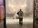 L'intervento dei Vigili del Fuoco all'interno del Duomo di Cuneo