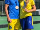 Il giocatore-allenatore Koshelenko con la portiera Alina Fadeeva, qui coi colori della Nazionale ucraina