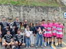 Le due squadre di pallapugno in posa con la famiglia di Ugo Ferrero Le due squadre di pallapugno in posa con la famiglia di Ugo Ferrero