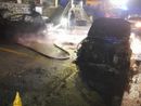 I Vigili del Fuoco in azione sulla piazza del municipio di Pornassio
