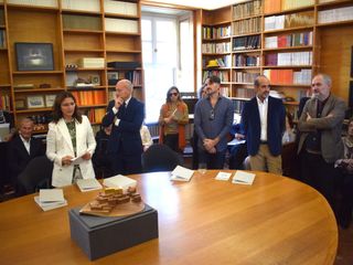 La presidente della fondazione Marta Mancini con Paolo Repetto, Gianni Schiavon e Gregorio Gitti