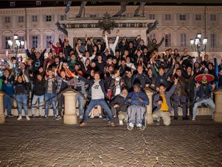 Foto di gruppo e alcuni momenti della giornata in piazza San Carlo a Torino