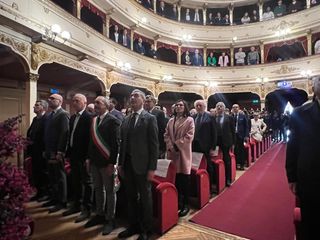 Alcuni momenti della cerimonia tenuta al Teatro Toselli di Cuneo