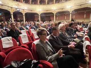 Alcuni momenti della cerimonia tenuta al Teatro Toselli di Cuneo