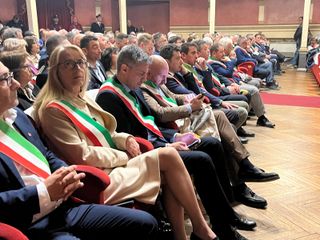 Alcuni momenti della cerimonia tenuta al Teatro Toselli di Cuneo