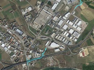 La variante disegnata in una veduta dal satellite. Nella parte alta dell'immagine, la bretella della zona Pip, appena finanziata dal Comune La variante disegnata in una veduta dal satellite. Nella parte alta dell'immagine, la bretella della zona Pip, appena finanziata dal Comune