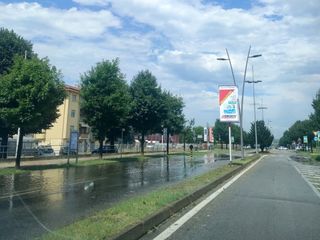 Alba, corso Europa allagato