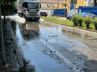 Alba, corso Europa allagato