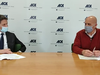 Il direttore Aca Fabrizio Pace e il direttore generale Asl Massimo Veglio durante la diretta promossa dall'Associazione Commercianti