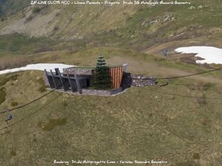 Rendering della stazione intermedia di Monte Gherra Rendering della stazione intermedia di Monte Gherra