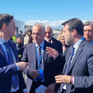 Bergesio e Salvini alla consegna del penultimo lotto dell'A33, nell'aprile 2023