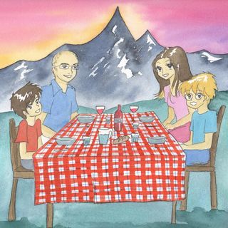 Picnic di Pasquetta che nel 2025 sarà lunedì 21 aprile (disegno di Manuela Fissore)