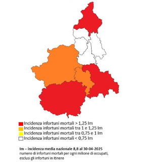 Morti sul lavoro, la provincia di Cuneo in zona rossa con un'incidenza superiore alla media nazionale