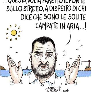Salvini e l'approvazione del ponte sullo stretto di Messina, la nuova vignetta di Danilo Paparelli Salvini e l'approvazione del ponte sullo stretto di Messina, la nuova vignetta di Danilo Paparelli