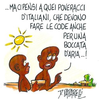 Con agosto inizia l'esodo per le vacanze: la vignetta di Paparelli