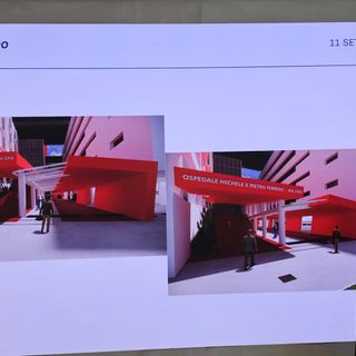 La direttrice dell'Asl Cn2 Paolo Malvasio presenta il progetto per il rifacimento dell'ingresso nord dell'ospedale di Verduno