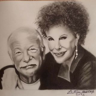 Ornella Vanoni con Gino Paoli, disegno di Maurizio Lo Mino