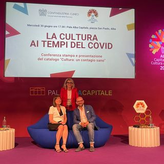 L'assessore regionale Vittoria Poggio con Giuliana Cirio e Beppe Incarbona, di Confindustria Cuneo