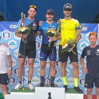 Francesco Becchis sul secondo gradino del podio dei Campionati Italiani Sprint