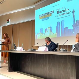 Valeria Ciardiello, Ezio Raviola e Matteo Ascheri, durante la presentazione dell'evento benefico, tenuta questa mattina al castello di Grinzane