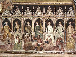 Rappresentazione artistica delle arti liberali di Andrea Bonaiuti presso il Cappellone degli Spagnoli a Firenze (Wikipedia.org)