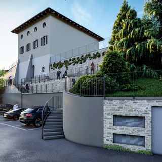 Il render dei nuovi lavori al palazzo comunale e del nuovo parcheggio sottostante Il render dei nuovi lavori al palazzo comunale e del nuovo parcheggio sottostante