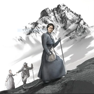 Un'immagine di Alessandra Boarelli sul Monviso assiema alla sua damigella Cecilia Fillia e alla guida Bartolomeo Peyrot