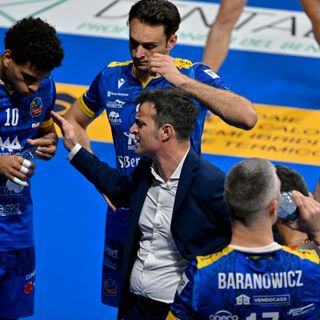 Matteo Battocchio durante un time out nella partita contro Padova (Foto Valerio Giraudo)