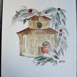 Nella foto il biglietto d’auguri realizzato dalla pittrice Francesca Semeraro