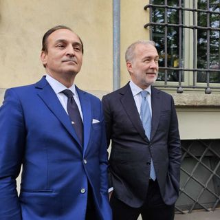 Paolo Damilano, a destra, con Alberto Cirio