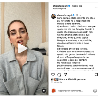 Ferragni sul caso del pandoro Balocco: "Chiedo scusa, donerò un milione di euro al Regina Margherita"