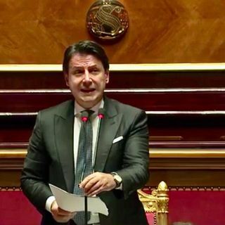 Il premier Giuseppe Conte durante l'informativa al Senato