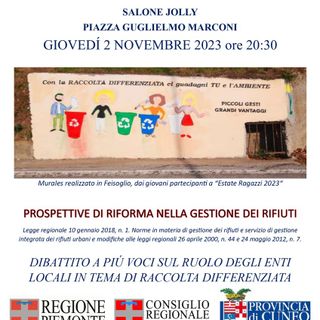Una serata dedicata alla normativa dei rifiuti e raccolta differenziata, il 2 novembre a Feisoglio