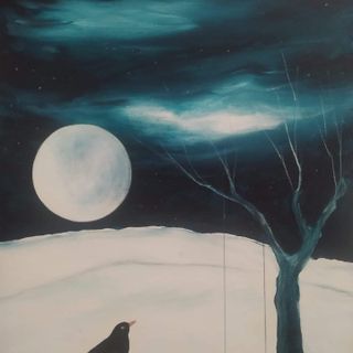 Luna Piena della Neve, vista dal pittore braidese Franco Gotta