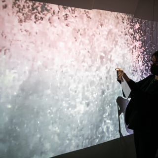 Spettatori alla mostra “Capire il cambiamento climatico. Acqua, una risorsa insostituibile” (Ph. Loris Salussolia)