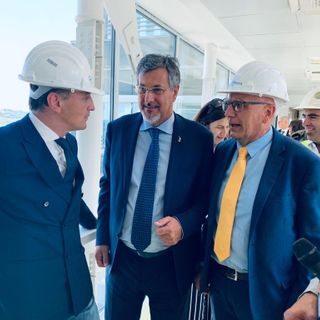 Il governatore Cirio, l'assessore alla Sanità Icardi e il direttore generale dell'Asl Cn2 Massimo Veglio