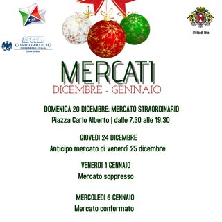 Bra: domenica 20 mercato di Natale