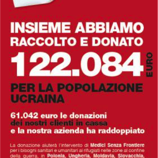 Tutti per l'Ucraina, grande partecipazione alla raccolta fondi straordinaria lanciata da Mercatò