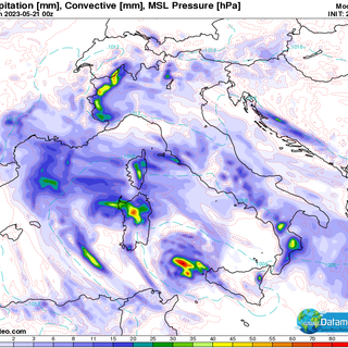 MALTEMPO - DATAMETEO / Piogge che stanno assumendo carattere alluvionale