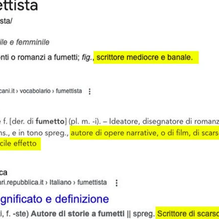 Via l’accezione spregiativa dal termine “fumettista”: la Treccani accetta