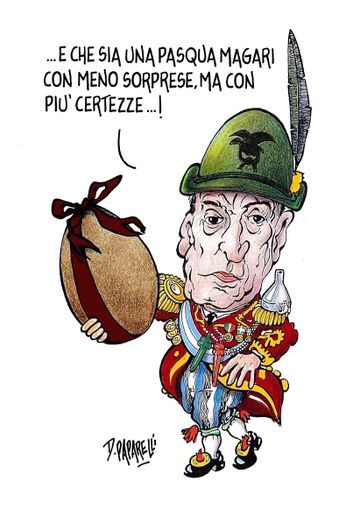 La vignetta di Pasqua e gli auguri degli Uomini di Mondo che auspicano un ritorno alla normalità in questo periodo oltremodo confuso e spiazzante