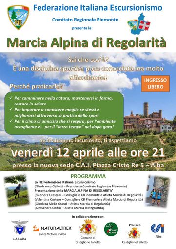 Alba, la Federazione Italiana Escursionismo presenta la marcia alpina di regolarità Alba, la Federazione Italiana Escursionismo presenta la marcia alpina di regolarità