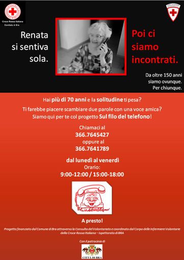 Al via a Bra il progetto "Sul filo del telefono" per stare vicino alla popolazione anziana