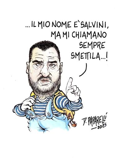 "Il mio nome è Salvini, ma mi chiamano sempre 'Smettila'": la vignetta di Danilo Paparelli "Il mio nome è Salvini, ma mi chiamano sempre 'Smettila'": la vignetta di Danilo Paparelli