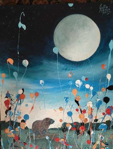 Luna del Castoro, vista dal pittore braidese Franco Gotta Luna del Castoro, vista dal pittore braidese Franco Gotta