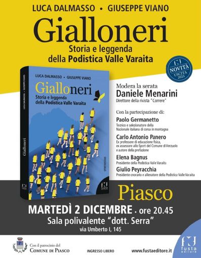 A Piasco la presentazione di “Gialloneri”, storia e leggenda della Podistica Valle Varaita