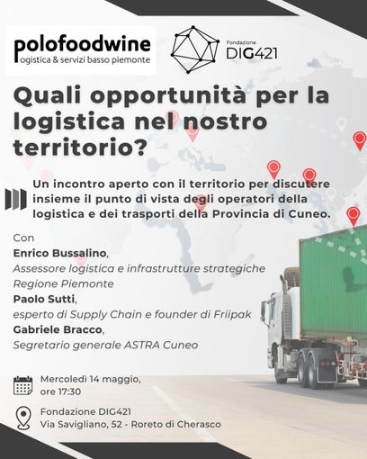 "Quali opportunità per la logistica nel Cuneese?" Ecco l'evento aperto alla cittadinanza a Roreto di Cherasco